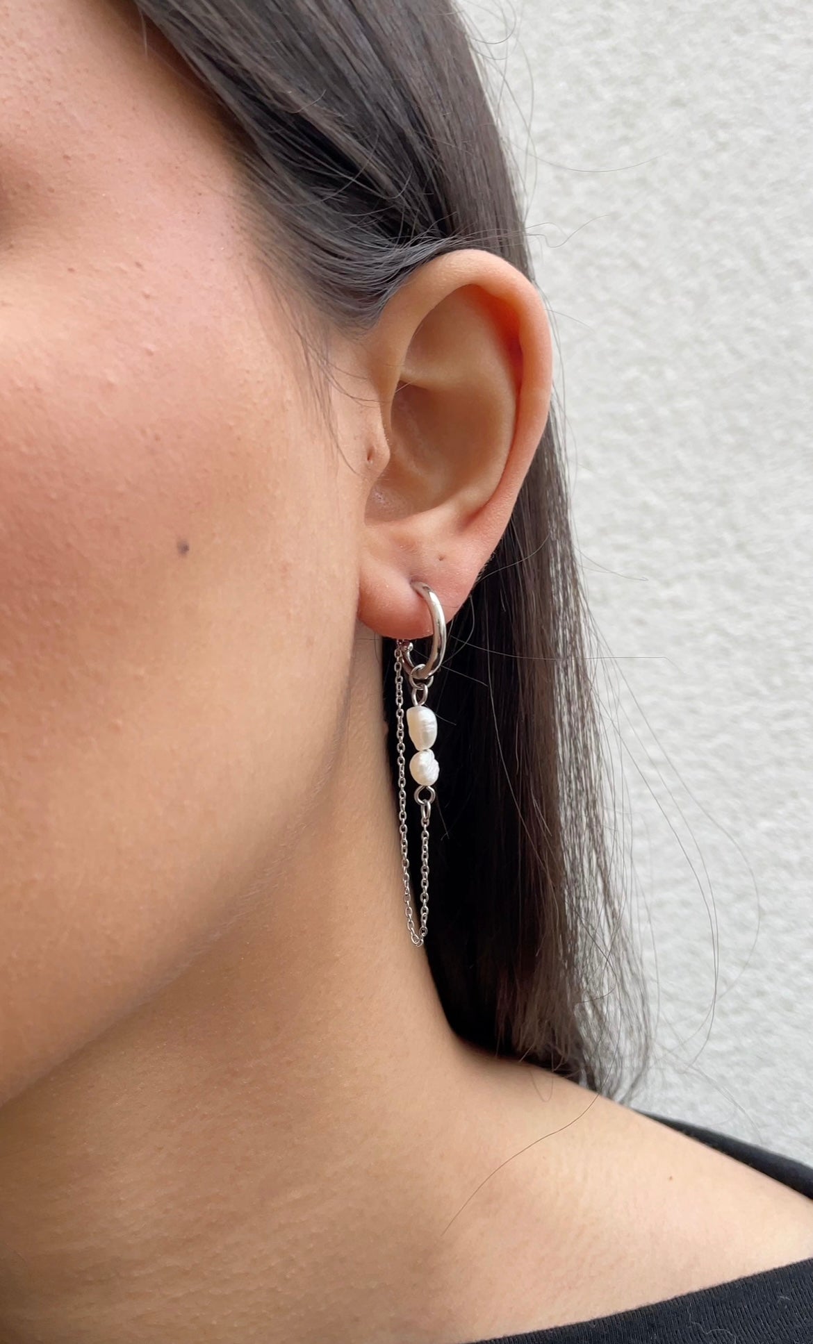 Boucles D'Oreilles Double Pearl