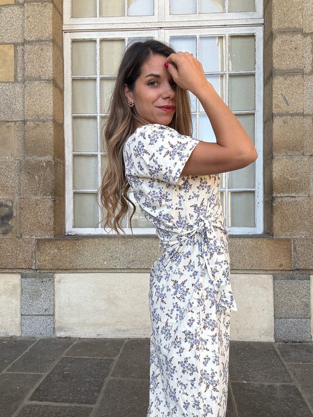 Robe Longue À Noeud Lucia Bleue