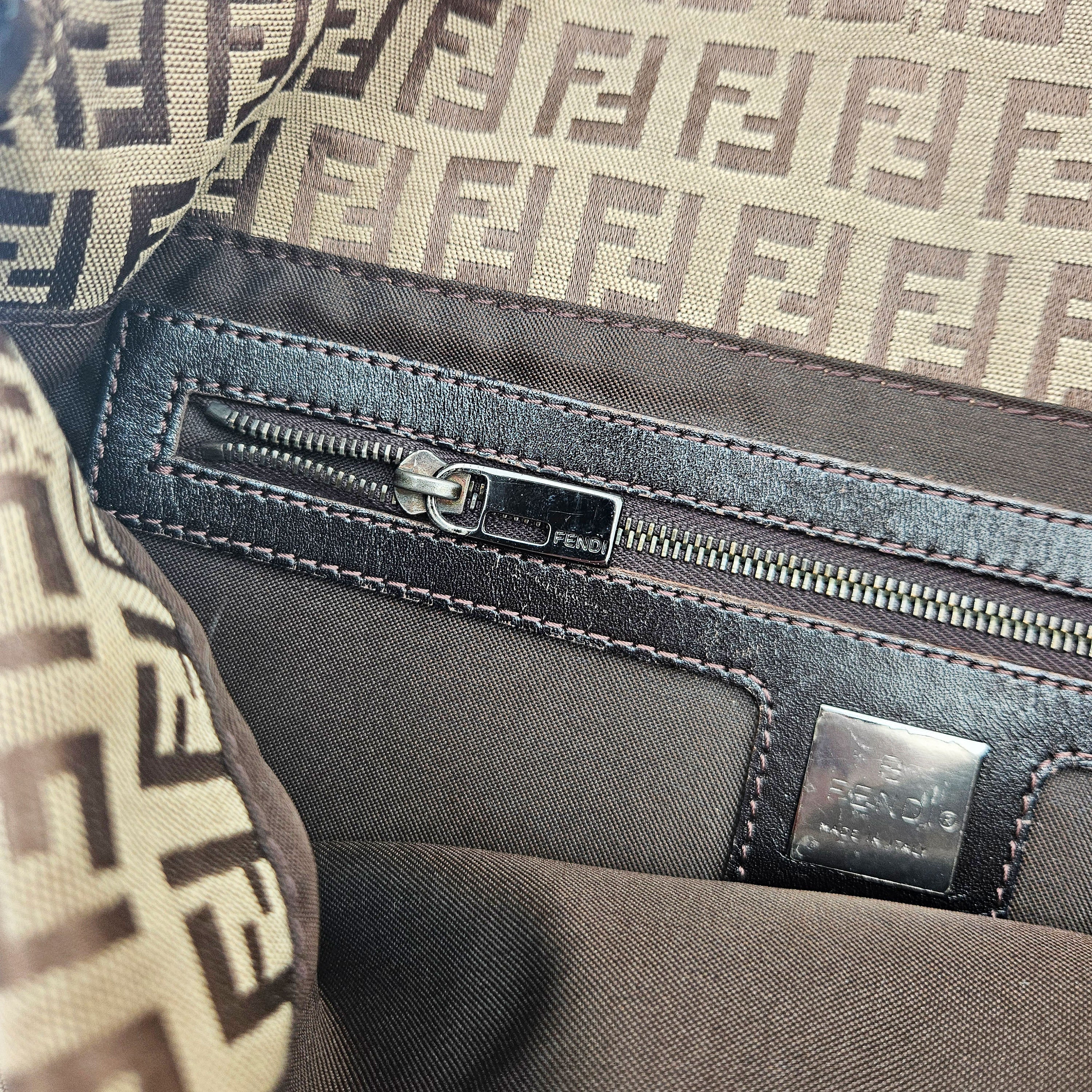 Fendi Baguette Toile Zucchino Jacquard Marron