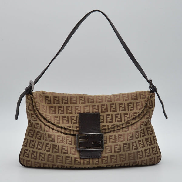 Fendi Baguette Toile Zucchino Jacquard Marron