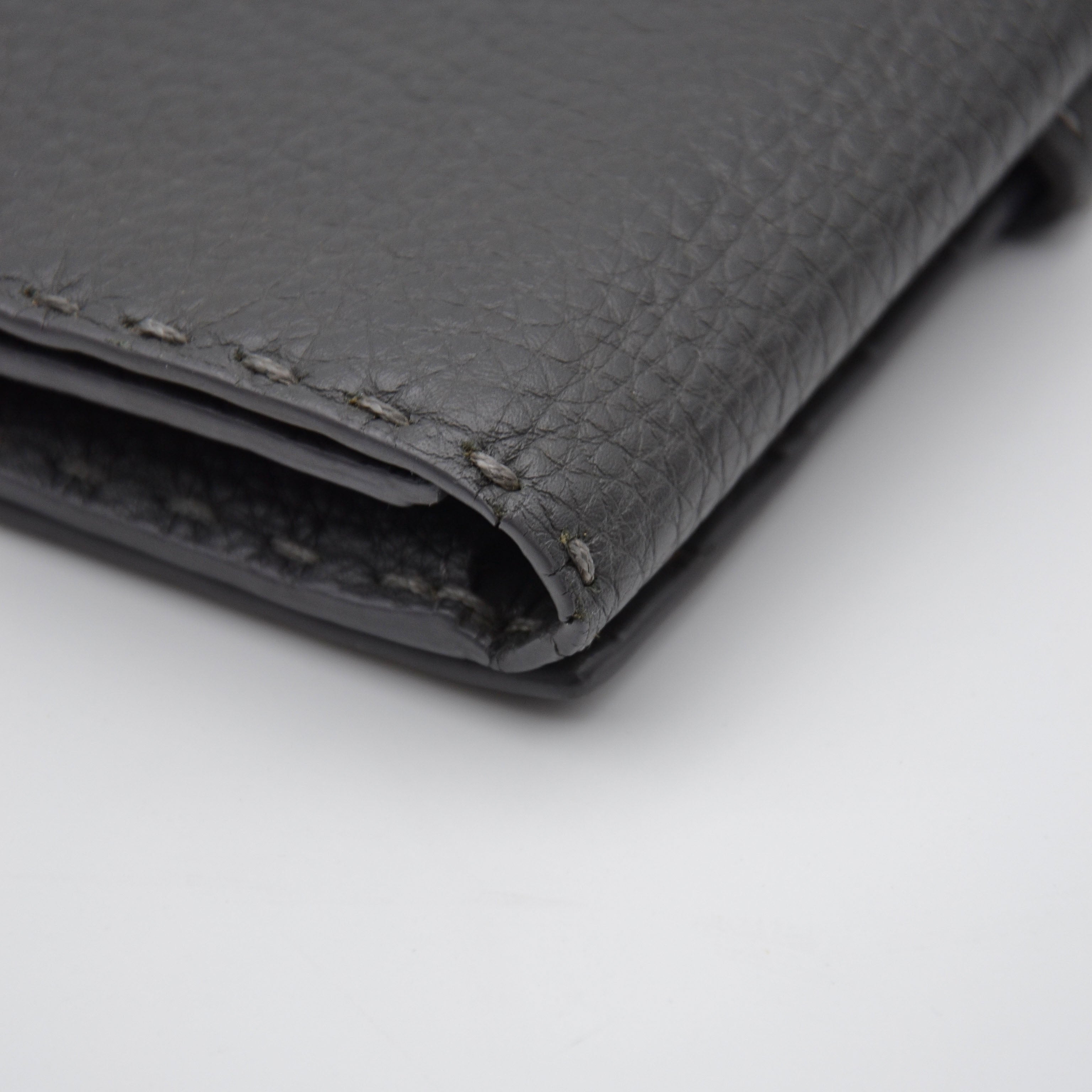 Portefeuille Fendi Selleria Cuir Grainé Gris Anthracite Unisexe