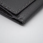 Portefeuille Fendi Selleria Cuir Grainé Gris Anthracite Unisexe