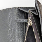 Portefeuille Fendi Selleria Cuir Grainé Gris Anthracite Unisexe