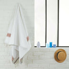 Fouta Doublée Éponge - Blanc/Rose Poudré
