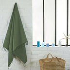 Fouta Doublée Éponge - Vert Olive