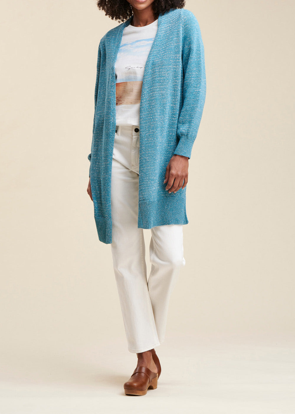 Gilet Mi-Long Maille Irisée