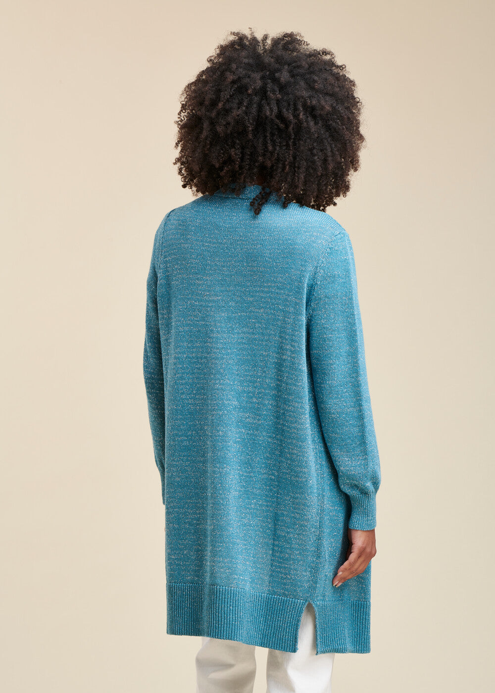 Gilet Mi-Long Maille Irisée