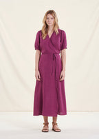 Robe Longue Portefeuille En Lin Violette