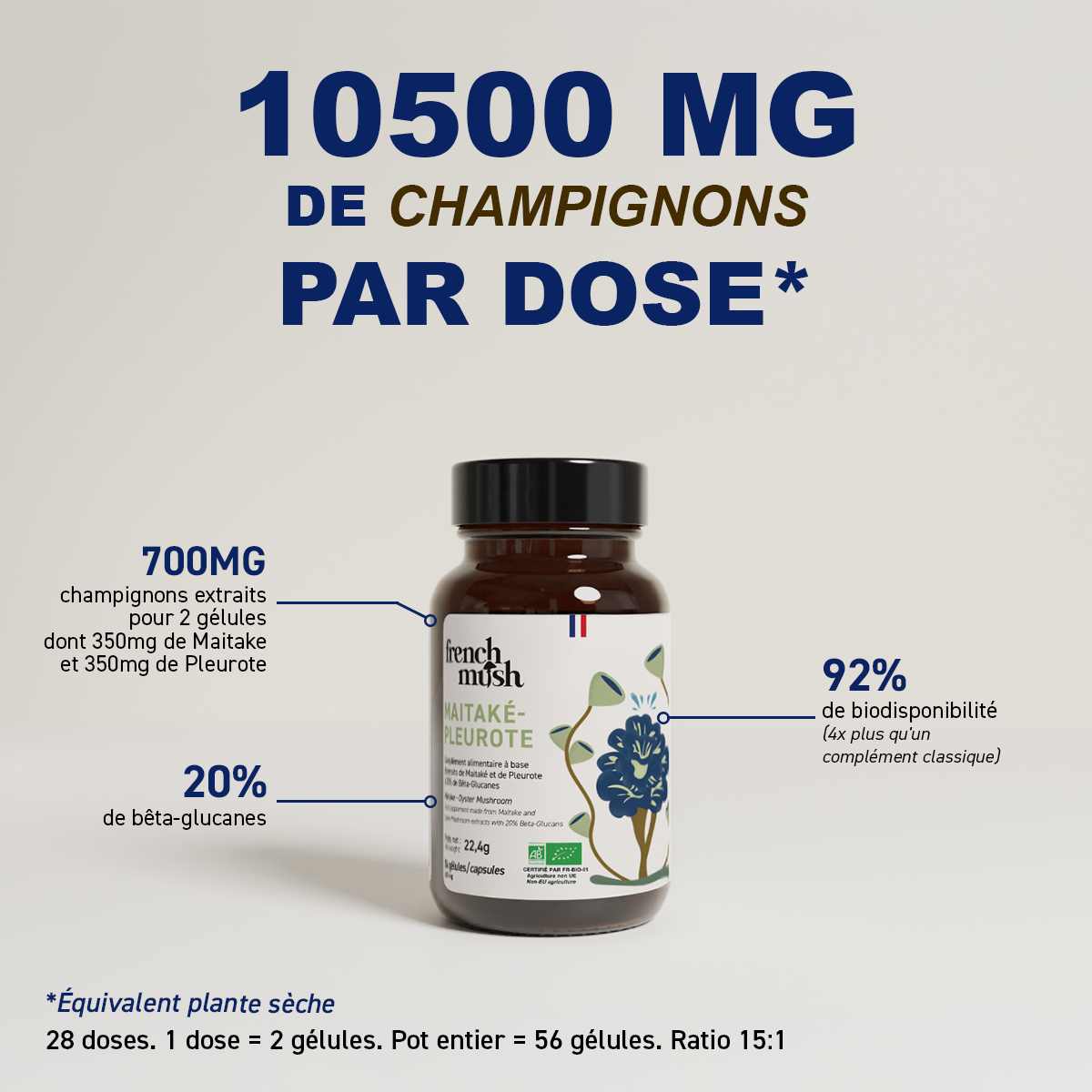 French Mush compléments alimentaires à base d'extraits de champignons médicinaux biologiques fabriqués en France Pack perte de poids Bio - -