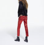 The Kooples - Jean Slim Enduit Rouge - Femme