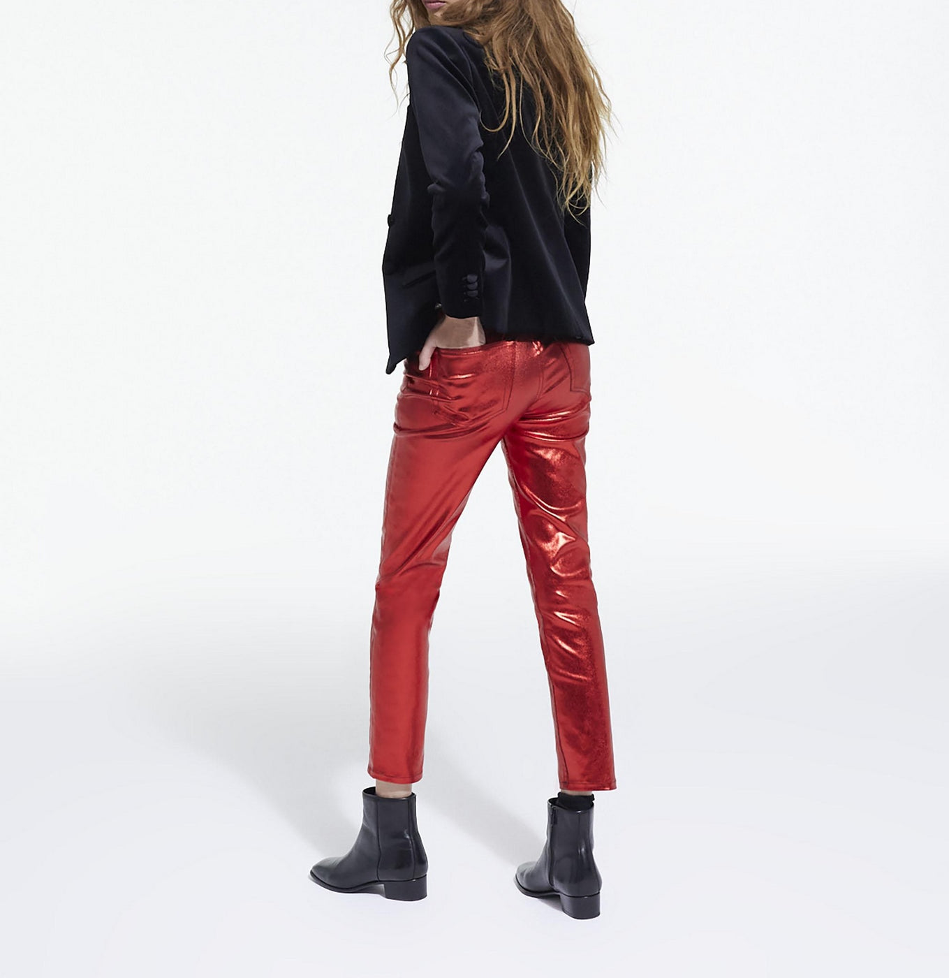 The Kooples - Jean Slim Enduit Rouge - Femme