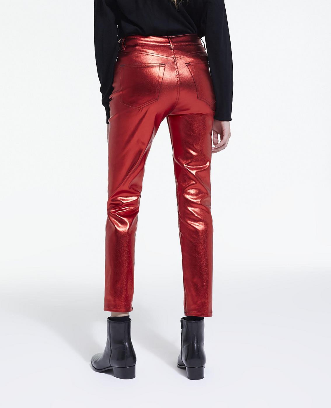 The Kooples - Jean Slim Enduit Rouge - Femme
