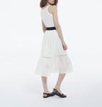 The Kooples - Jupe Blanche Dentelle Longue Ajourée - Femme