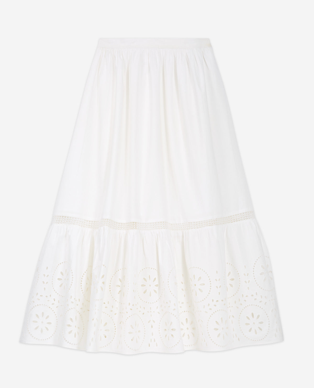 The Kooples - Jupe Blanche Dentelle Longue Ajourée - Femme