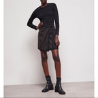 The Kooples - Jupe Portefeuille Taille Haute - Noir - Femme