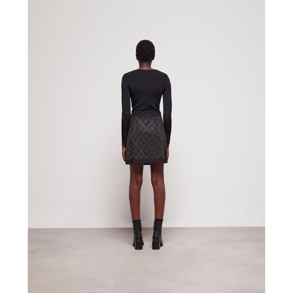 The Kooples - Jupe Portefeuille Taille Haute - Noir - Femme