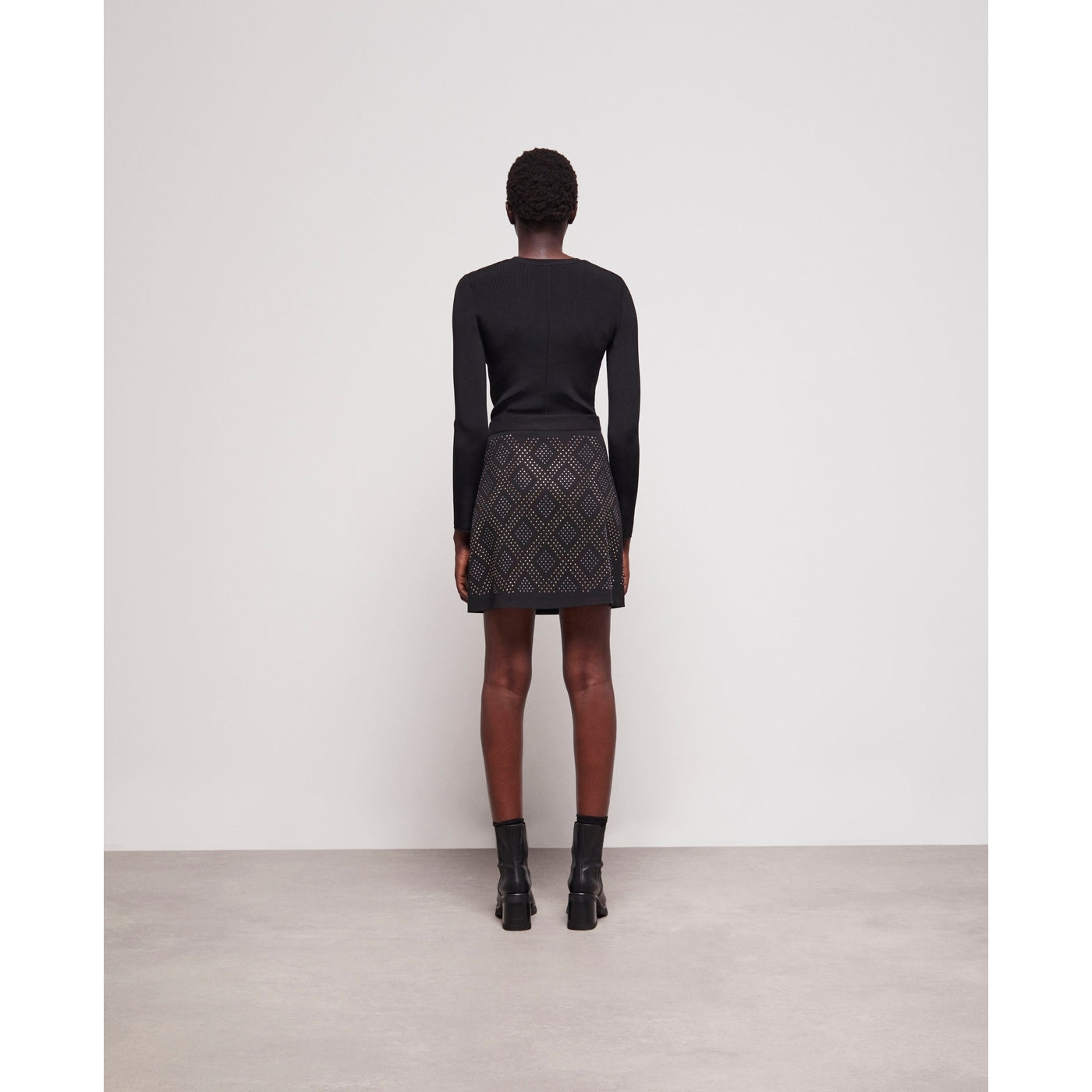 The Kooples - Jupe Portefeuille Taille Haute - Noir - Femme