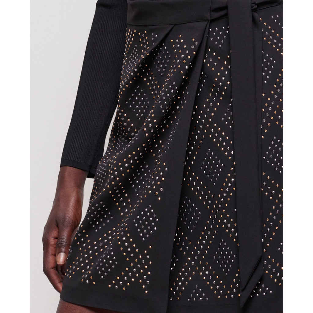 The Kooples - Jupe Portefeuille Taille Haute - Noir - Femme
