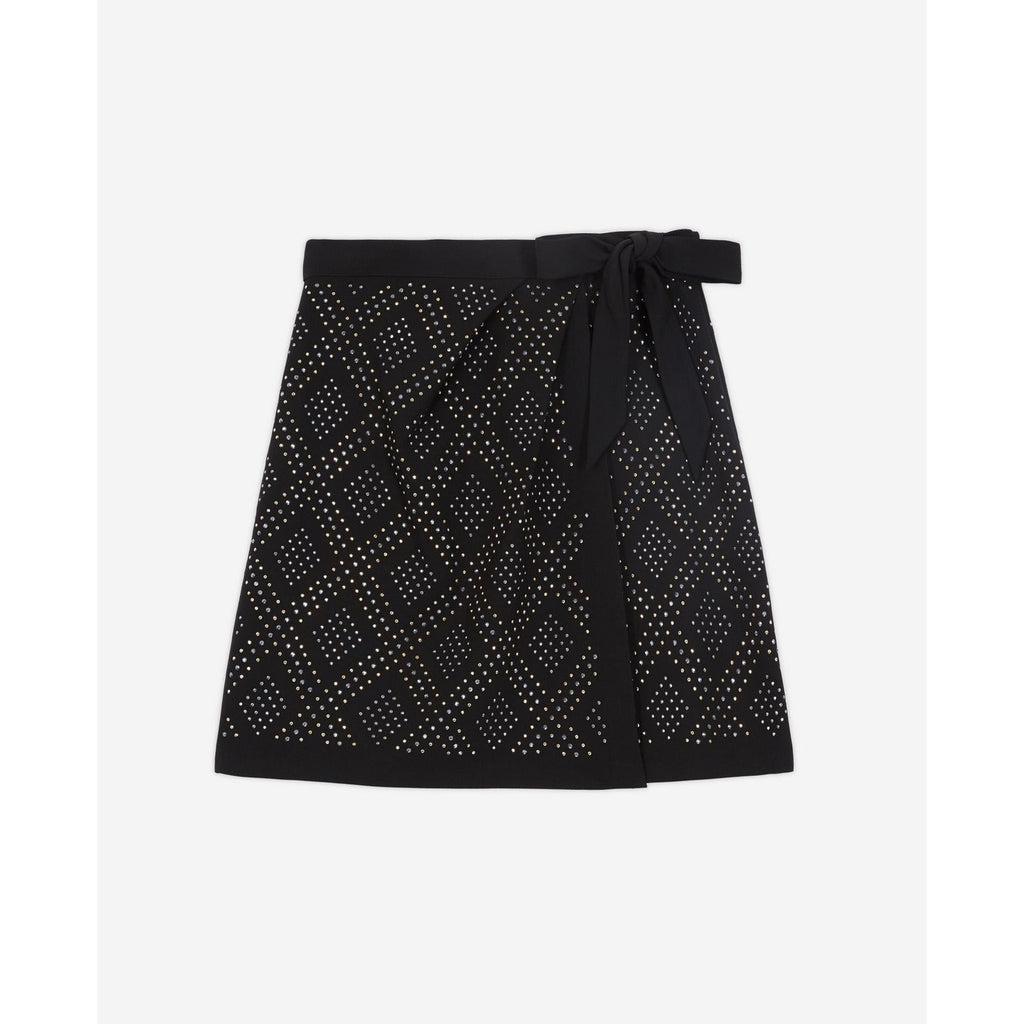 The Kooples - Jupe Portefeuille Taille Haute - Noir - Femme