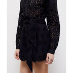 The Kooples - Jupe Patineuse En Broderie Anglaise Taille Haute - Noir - Femme