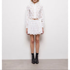 The Kooples - Jupe Droite En Broderie Anglaise - Blanc - Femme