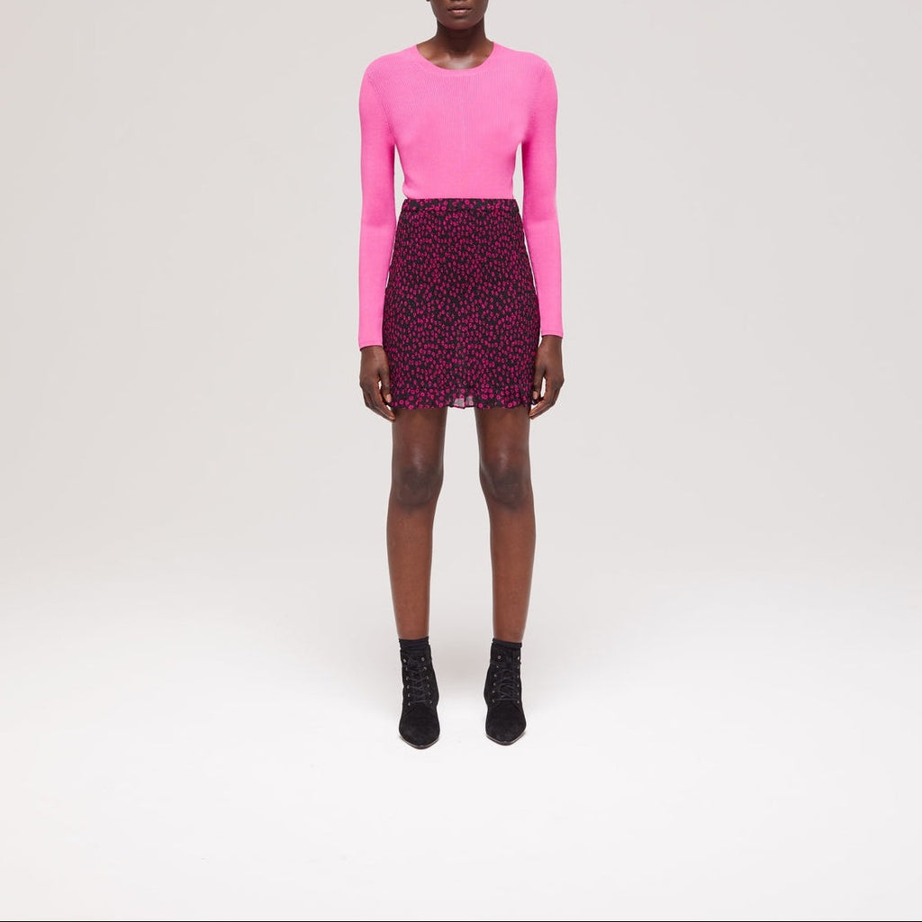The Kooples - Jupe Droite Taille Haute - Fuchsia - Femme