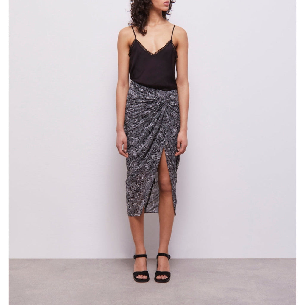 The Kooples - Jupe Midi En Soie - Noir - Femme
