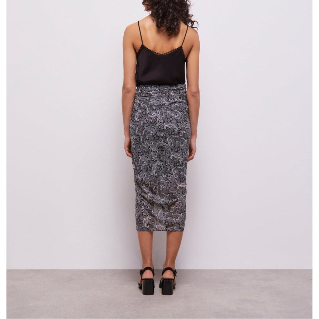The Kooples - Jupe Midi En Soie - Noir - Femme