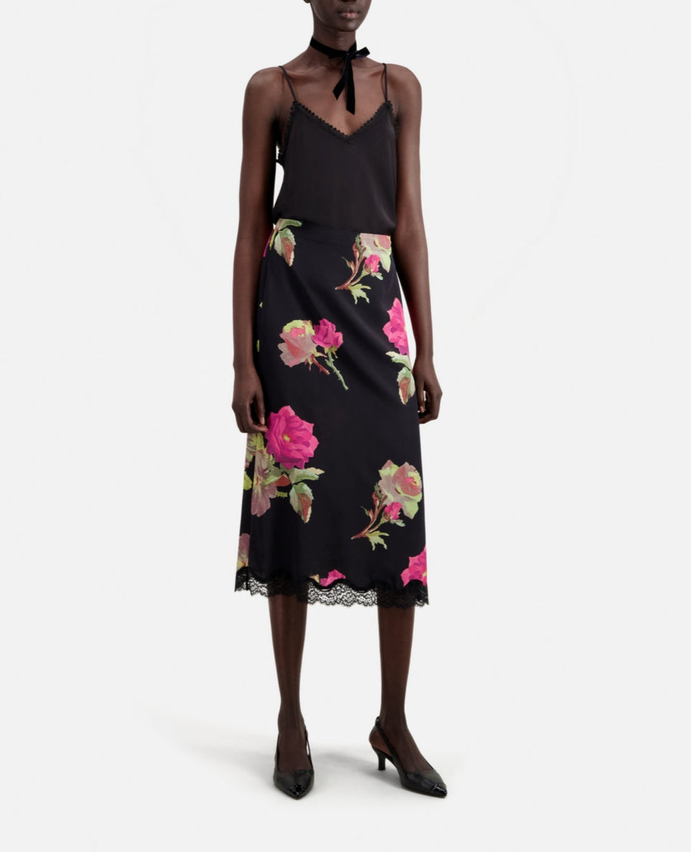 The Kooples - Jupe Longue En Soie - Noir - Femme