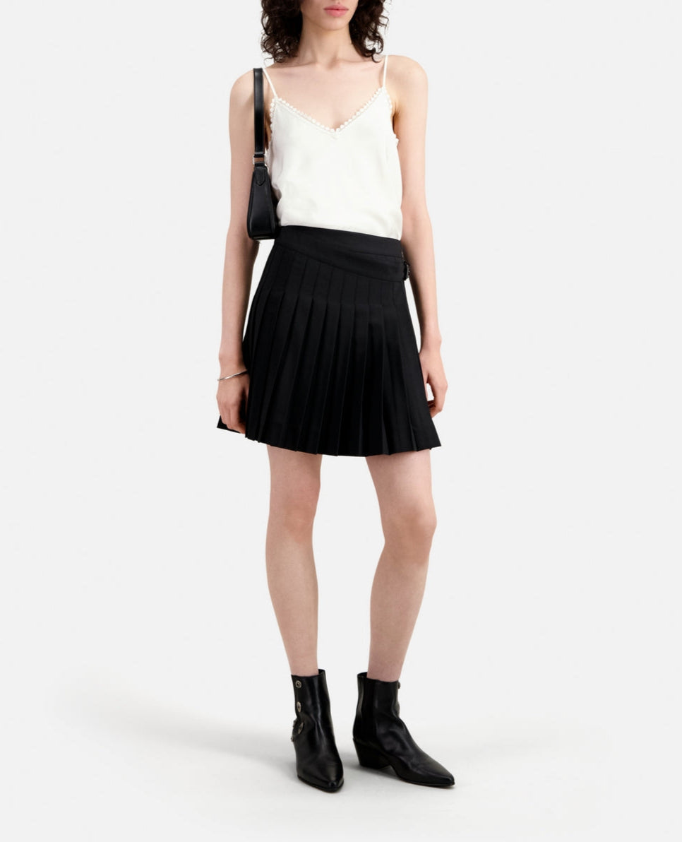 The Kooples - Jupe Portefeuille En Laine - Noir - Femme