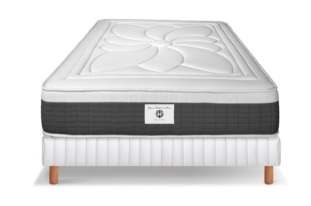 Fontainebleau - Ensemble Matelas + Sommier - Blanc/Gris