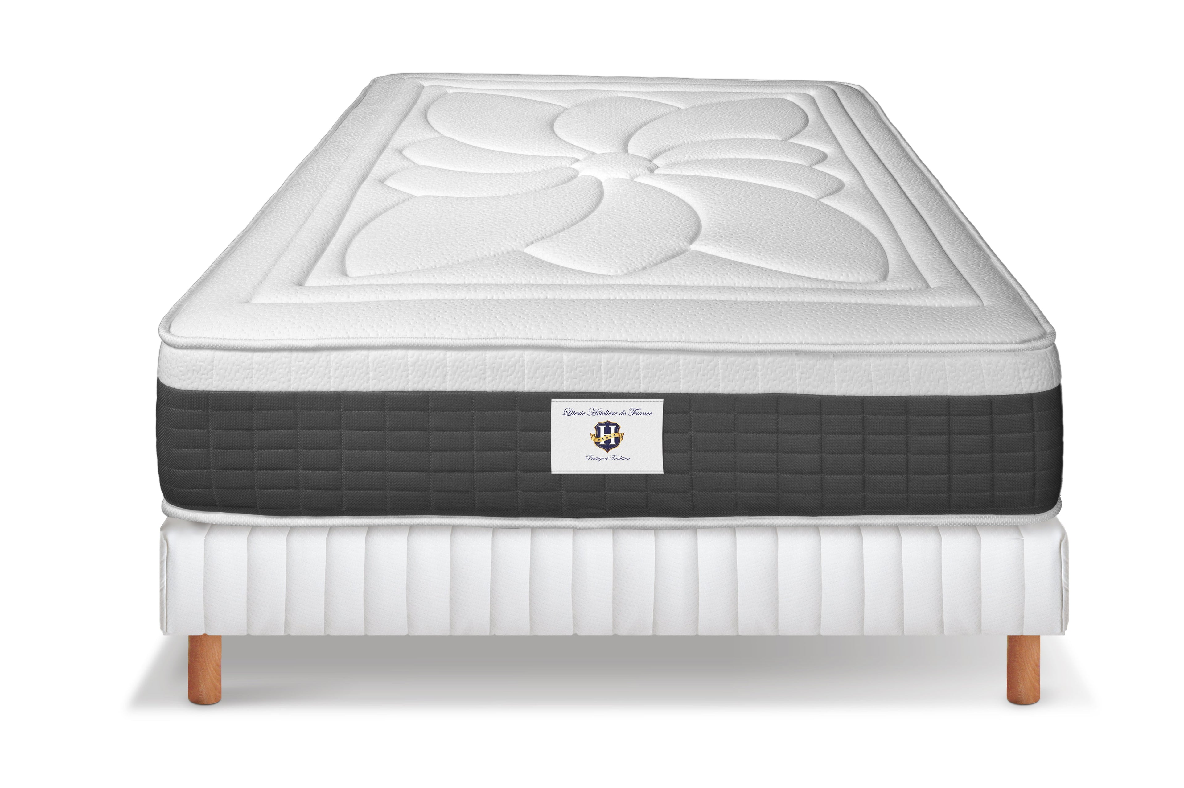 Fontainebleau - Ensemble Matelas + Sommier - Blanc/Gris