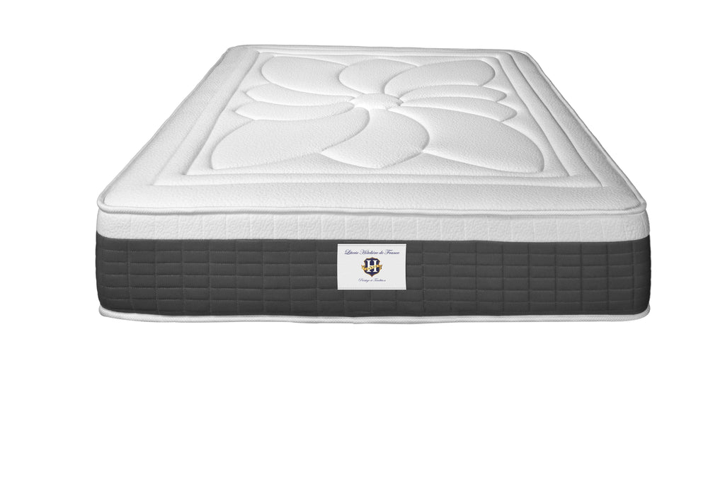 Fontainebleau - Ensemble Matelas + Sommier - Blanc/Gris