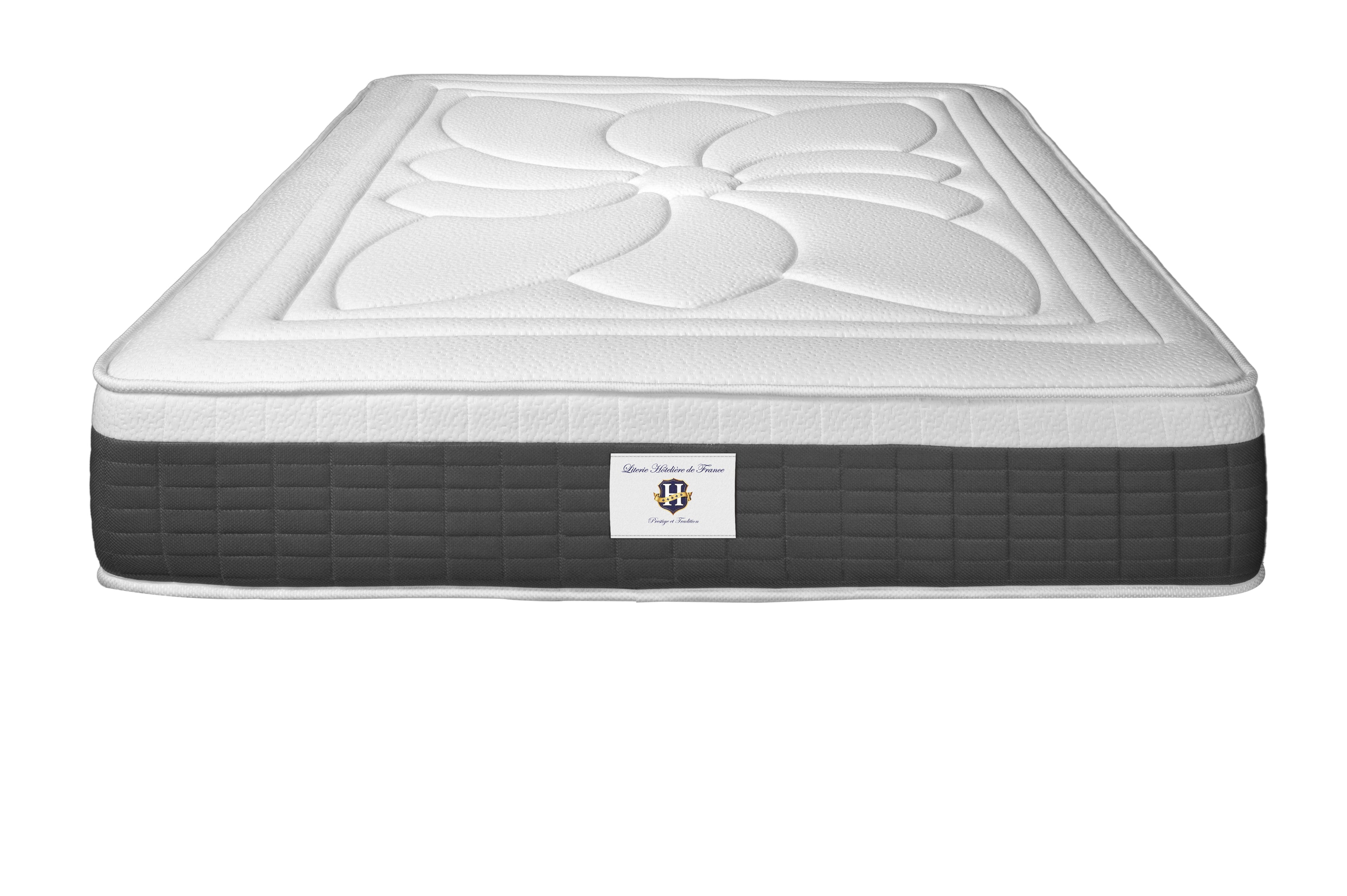 Fontainebleau - Ensemble Matelas + Sommier - Blanc/Gris