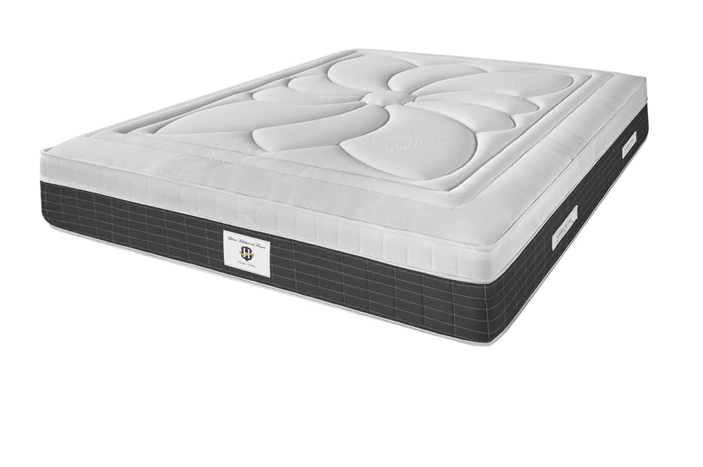 Fontainebleau - Ensemble Matelas + Sommier - Blanc/Gris