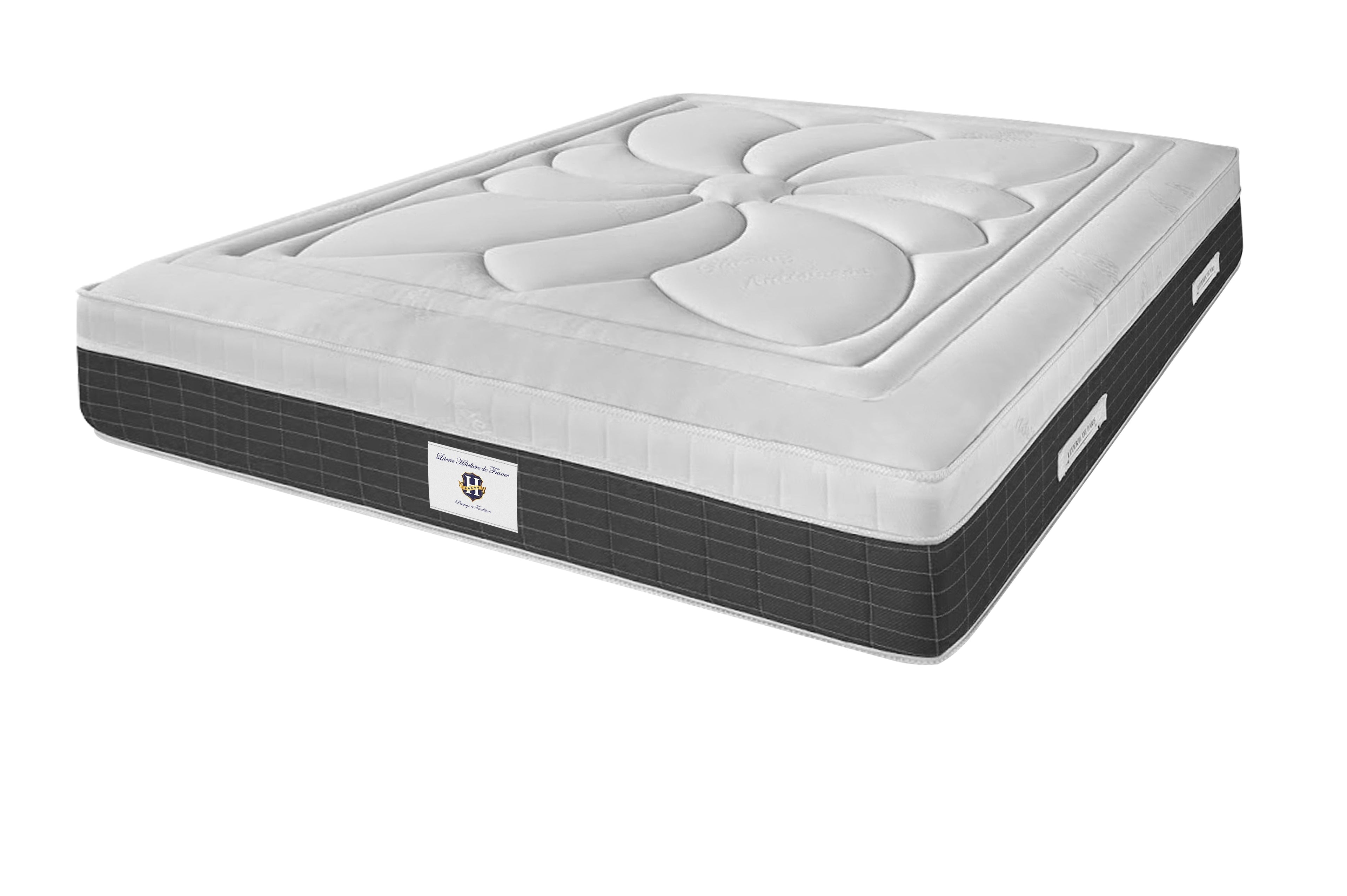 Fontainebleau - Ensemble Matelas + Sommier - Blanc/Gris