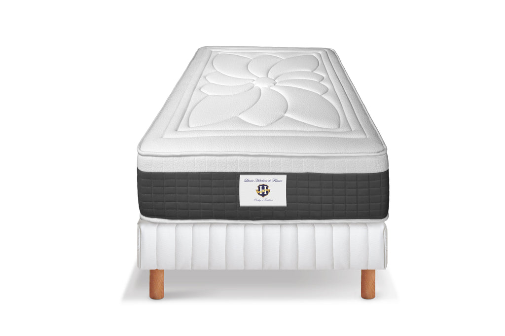 Fontainebleau - Ensemble Matelas + Sommier - Blanc/Gris