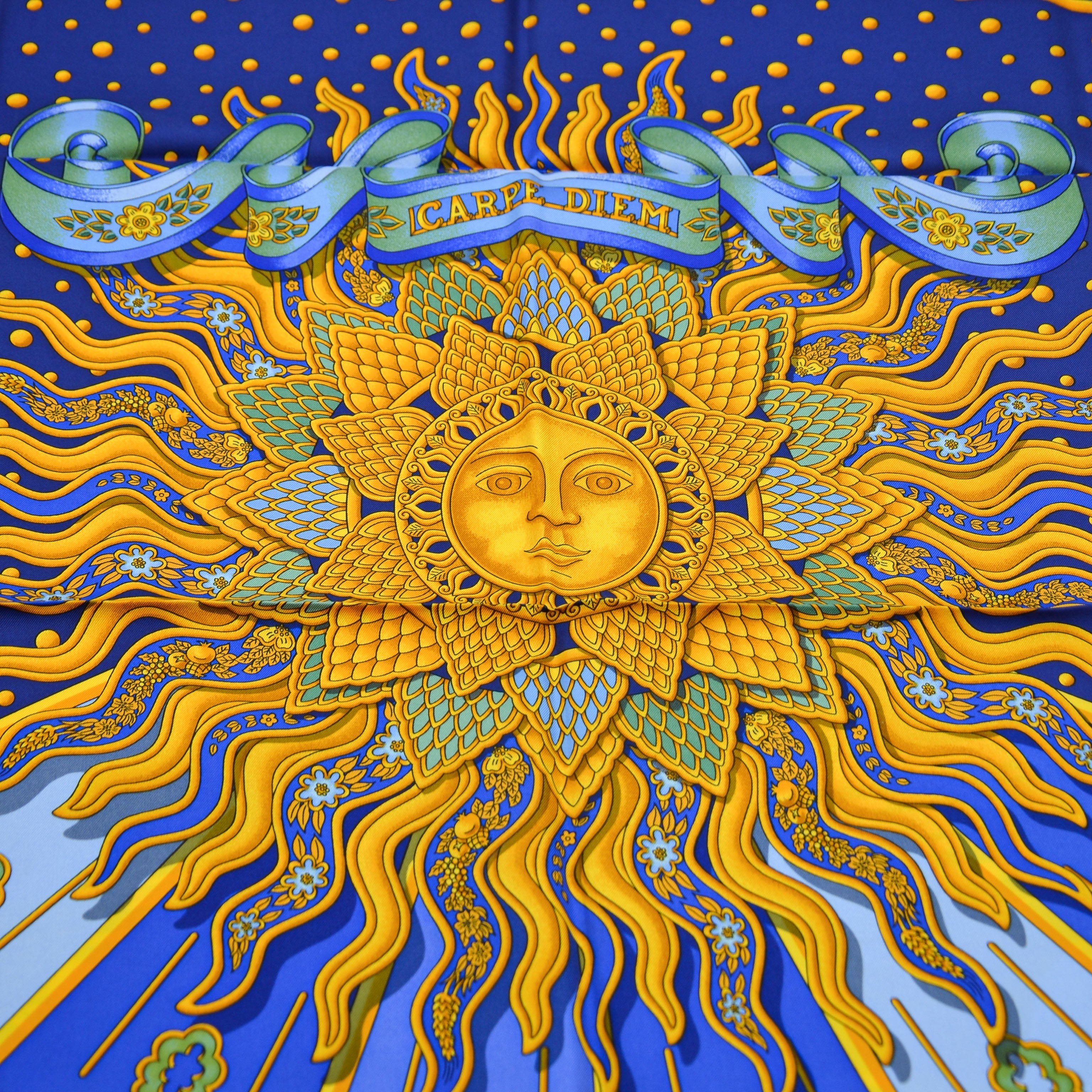 Foulard Hermès "Carpe Diem" Joachim Metz 1994