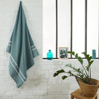 Fouta Chevrons - Bleu Canard