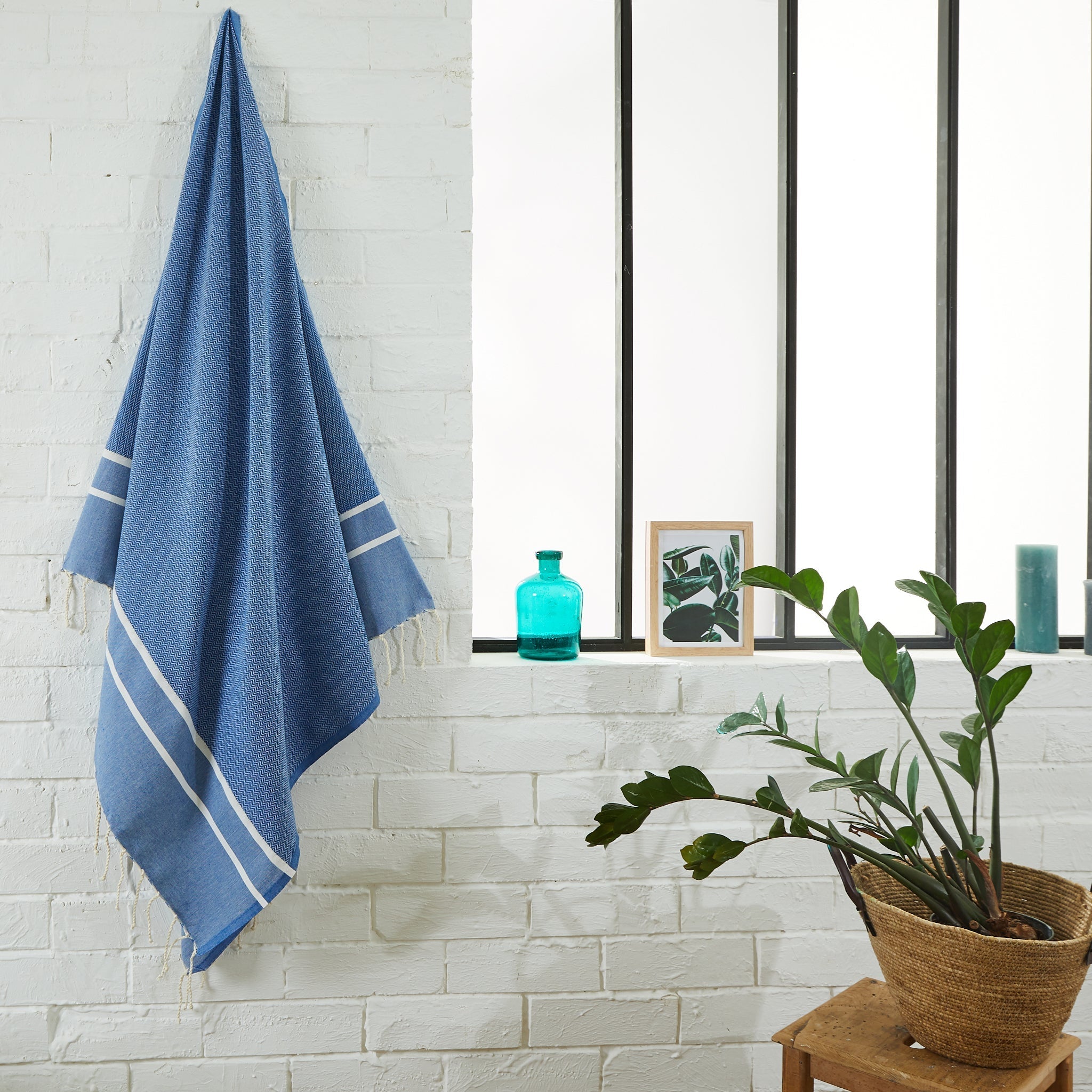 Fouta Chevrons - Bleu Océan