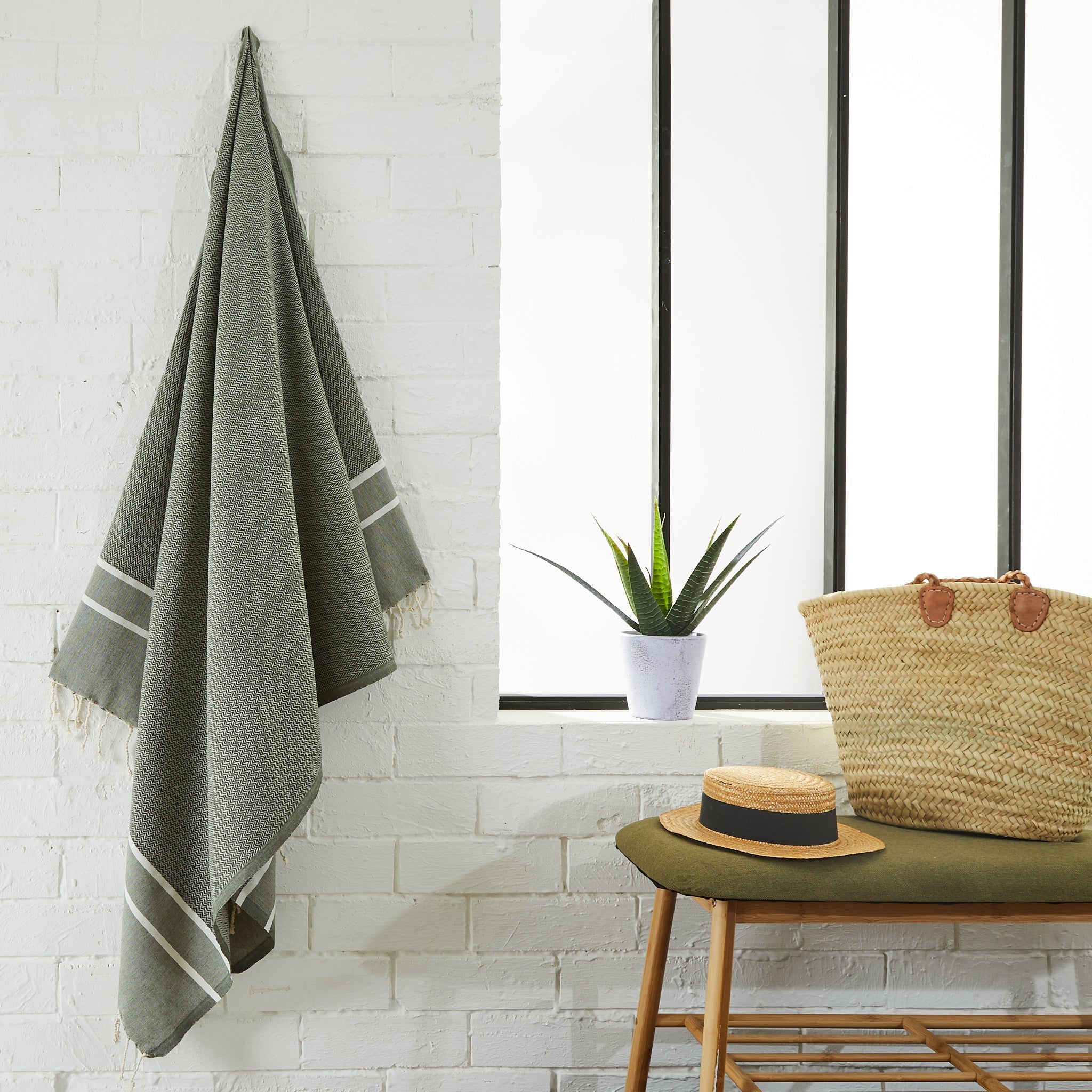 Fouta Chevrons - Vert Olive