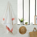 Fouta Doublée Éponge - Blanc/Mandarine