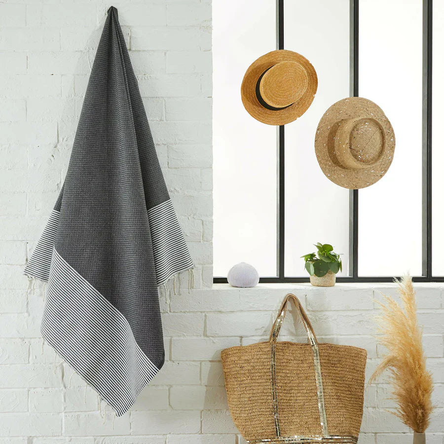 Fouta Nid D'Abeille - Gris Foncé