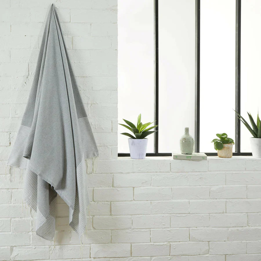 Fouta Nid D'Abeille - Gris Clair