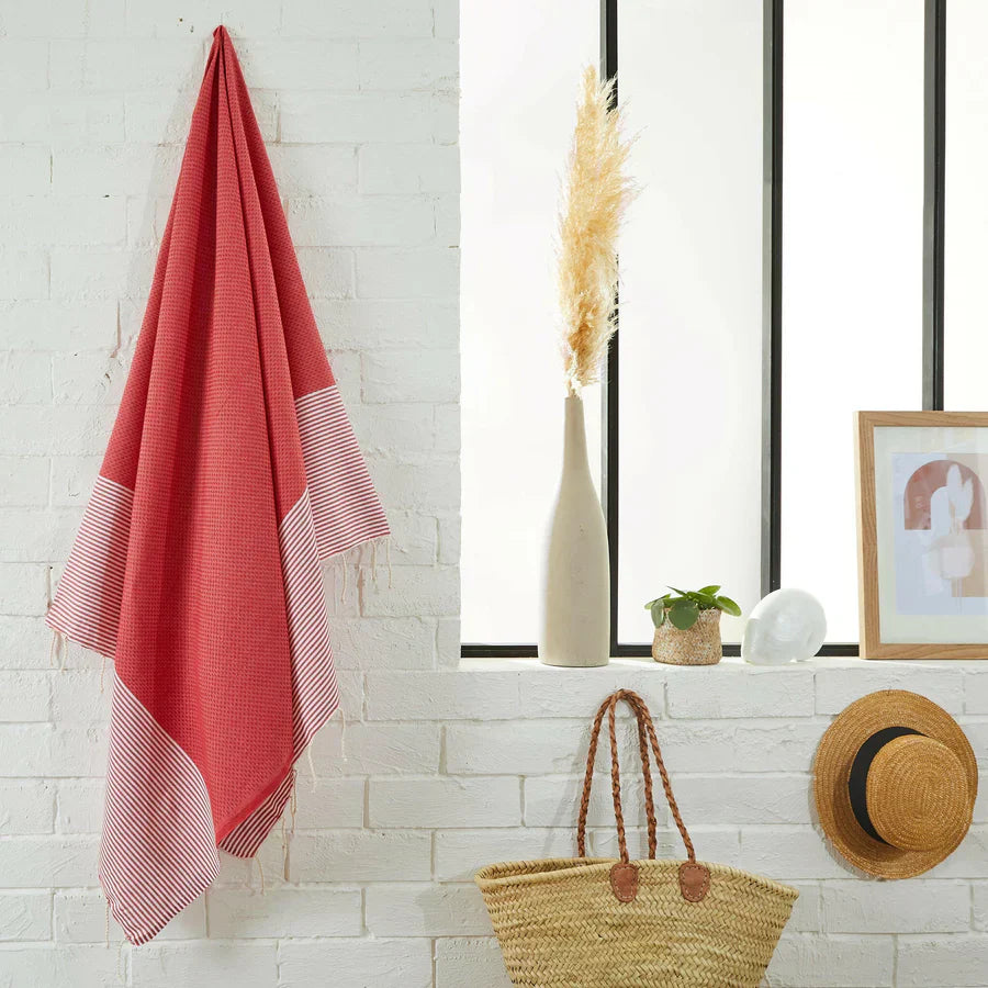 Fouta Nid D'Abeille - Rouge