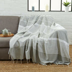 Fouta Xxl Rayée - Gris Clair