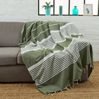 Fouta Xxl Rayée - Vert Olive