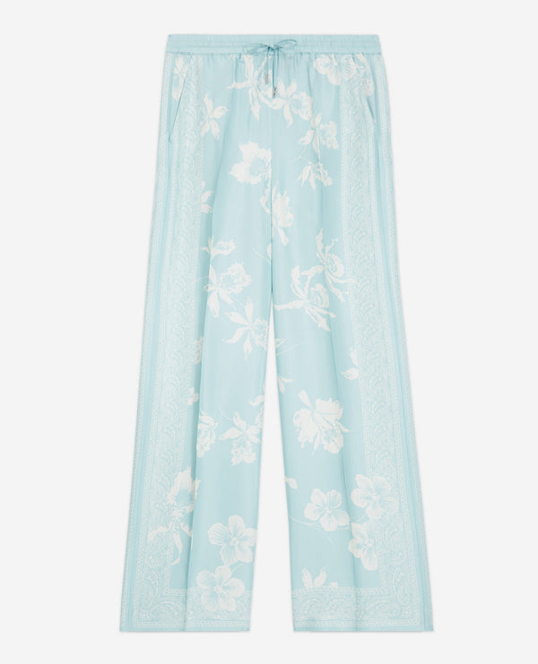 The Kooples - Pantalon Bleu Et Blanc Motif Foulard Fluide - Femme