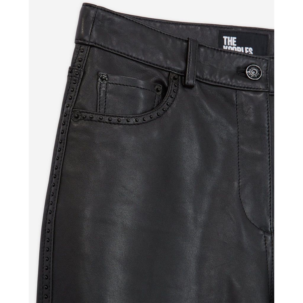 The Kooples - Pantalon Flare En Cuir D’Agneau - Noir - Femme
