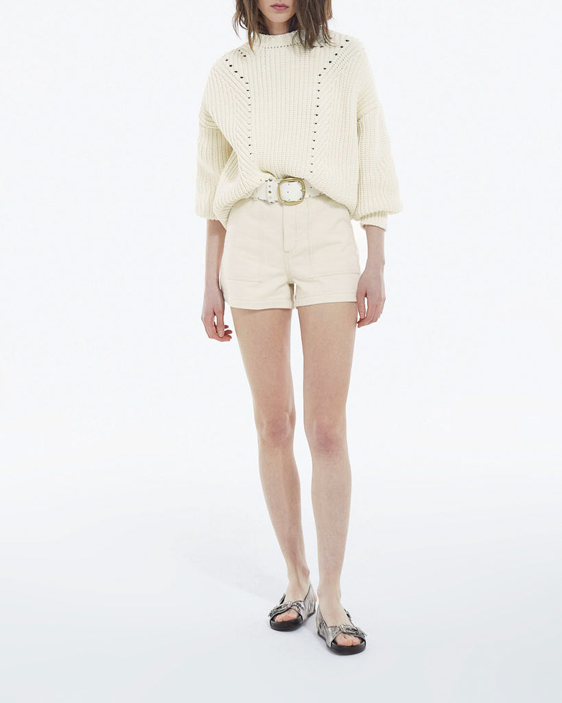 The Kooples - Pull écru Coton Coupe Ample Détails Ajourés - Femme